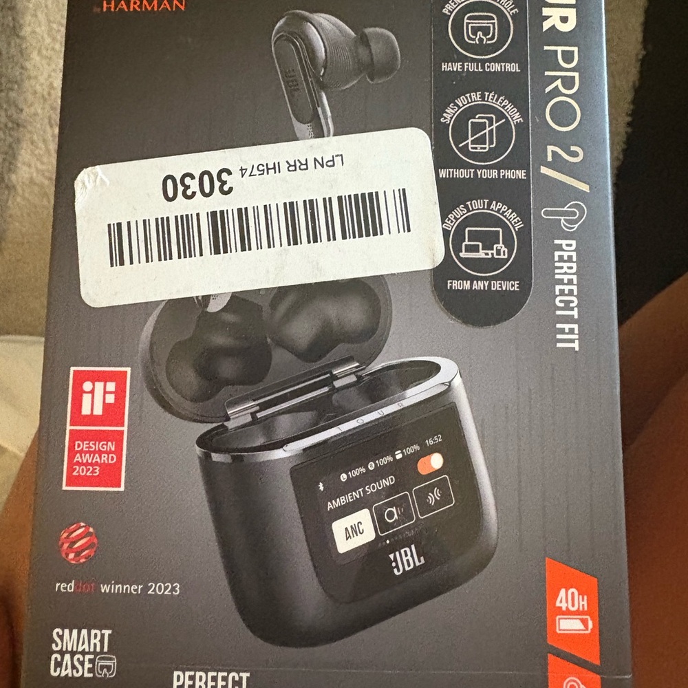 JBL Tour Pro 2 Black Earbuds with Smart Case